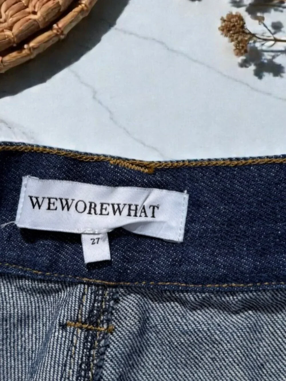 WeWoreWhat High Rise Denim Cable Knit Wide Leg Jean Size 27 - Picture 8 of 16